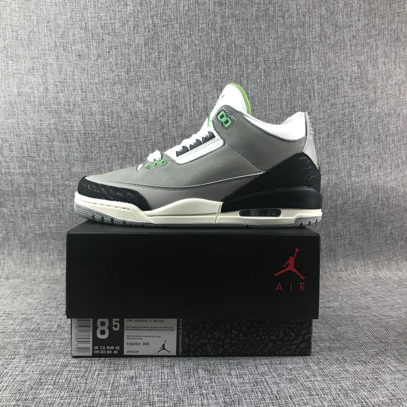 Air Jordan 3 Chlorophyll Green Black White Shoes